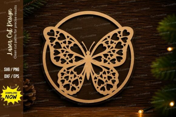 Butterfly Circle Laser Cut SVG Design: A Premium Quality Laser Cutting File Set for Creative Projects