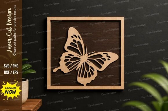 Butterfly Square Frame Laser Cut Svg for Creative and Professional Projects