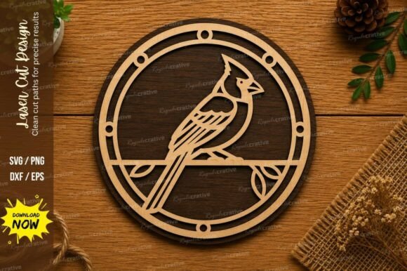 Cardinal Bird Circle SVG Nature Laser for Precision Crafting
