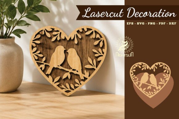 Couple Birds Lasercut Decoration SVG 1