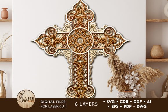 CROSS RELIGIOUS Wood Paper Cut Design