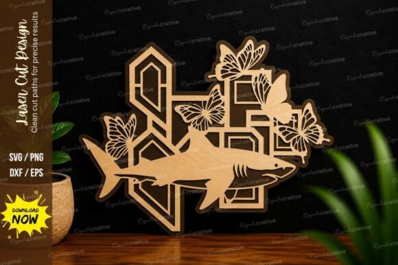 Decorative Fish Composition Laser Cut