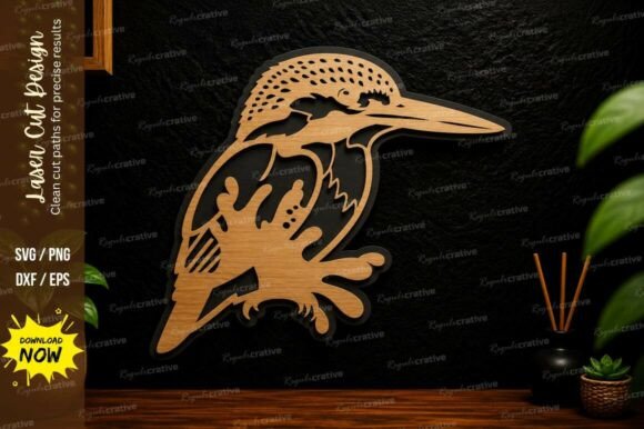 Decorative Kingfisher Bird Laser Cut for Precision and Creativity
