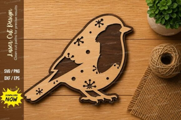 Decorative Robin Bird Laser Cut SVG