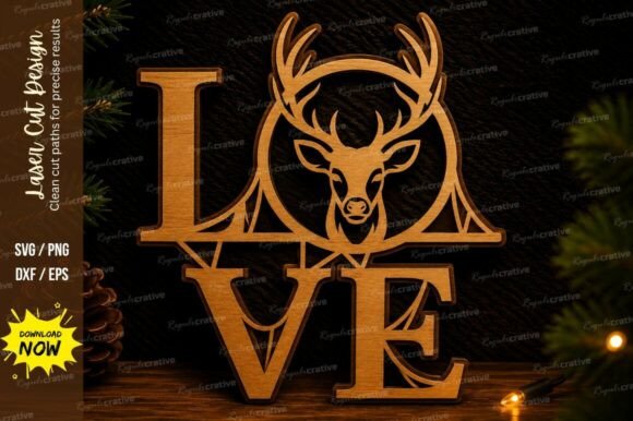 Deer Love Wall Art Laser Cut SVG Design