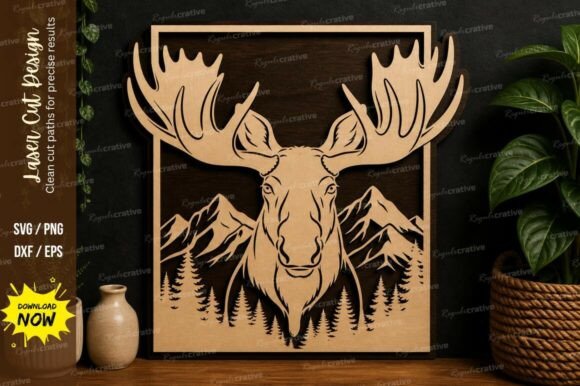Deer Mountain Wall Art Laser Cut SVG