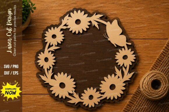 Floral Bird Wreath SVG Nature Laser Cu: A Versatile Design for Creative Projects