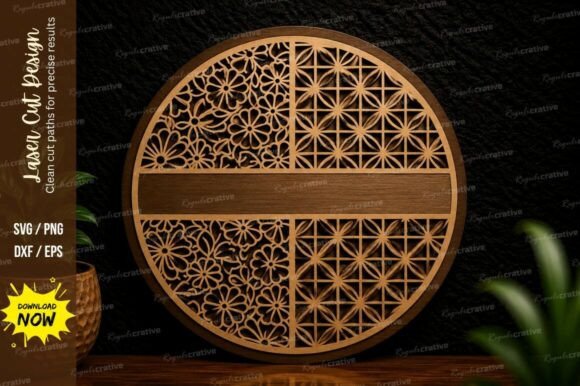Floral Circle Frame Laser Cut Svg Design