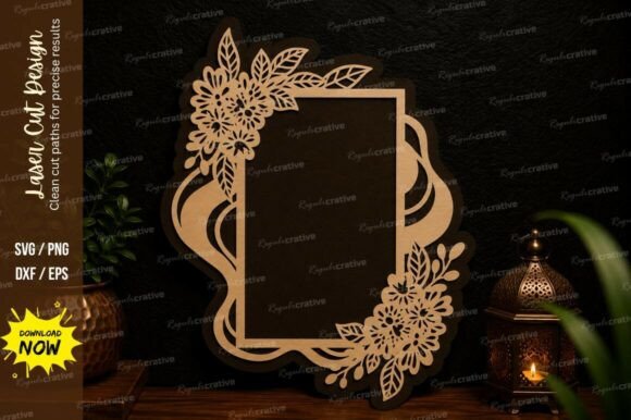 Floral Corner Frame Laser Cut Svg Design