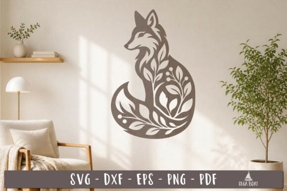 Floral Fox SVG Laser Cut Design