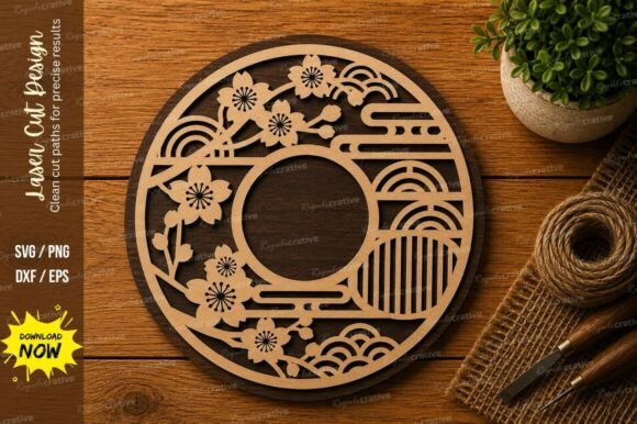 Floral Sun Circle SVG Nature Mandala for Creative Laser Cutting Projects