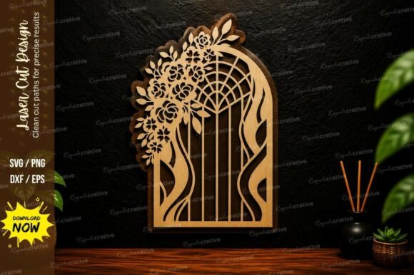 Floral Window Arch Laser Cut SVG Design: A Versatile and Precise Cutting Solution