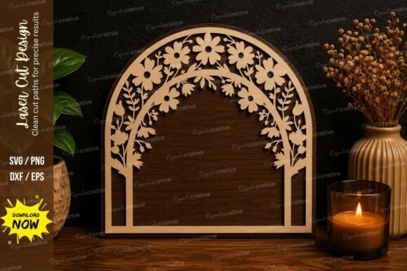 Floral Window Frame SVG Laser Cut Svg for Precision and Creativity