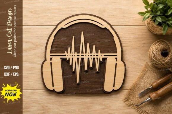 Headphone Sound Wave Laser Cut SVG: A Premium Design Solution for Precision Projects