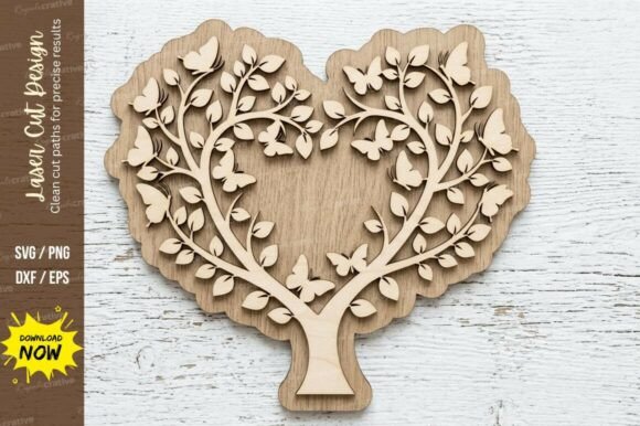 Heart Tree Wall Art Laser Cut Svg File: A Versatile Design for Creative Projects