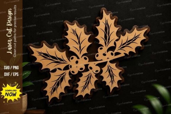 Holly Leaves SVG Christmas Laser Cut: A Versatile Design for Creative Projects
