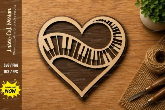 Infinity Piano Heart Laser Cut SVG: A Premium Design for Creative Projects
