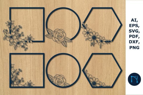 Laser Cut Flower Frame SVG Bundle