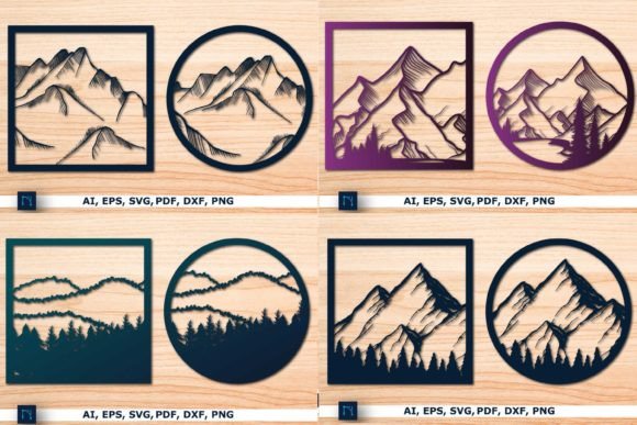Laser-cut Mountain Wall Decor SVG Bundle