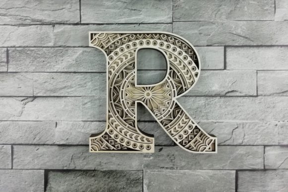 Layered Letter R: A Multilayer Mandala Design for Laser Cutting