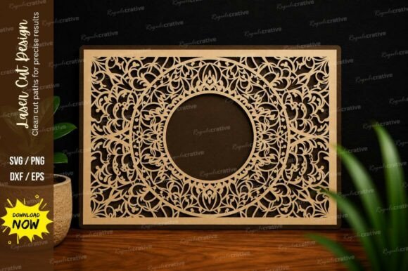 Mandala Rectangle Frame Laser Cut SVG
