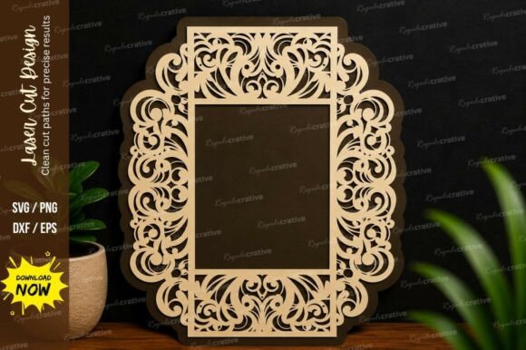 Ornate Rectangle Frame Laser Cut SVG