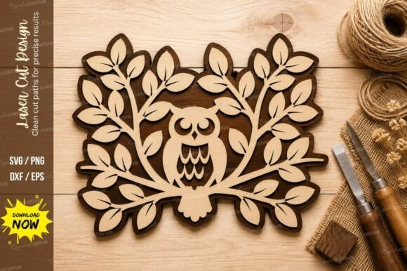 Owl Leaf Frame Laser Cut SVG Design: A Versatile Tool for Precision Crafting