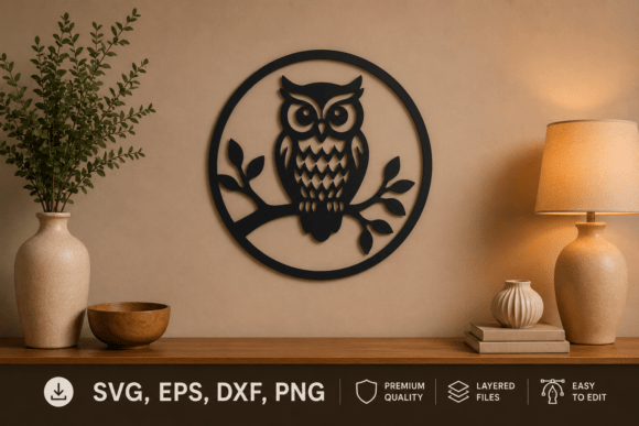 Owl Wall Decor SVG Laser Cut File