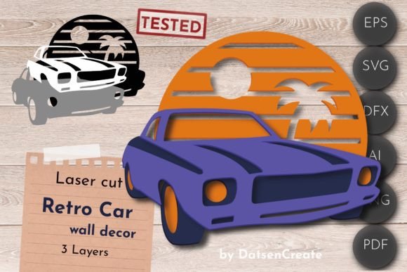 Retro Car 3D Layered Art, Vintage Svg for Creative Workflows